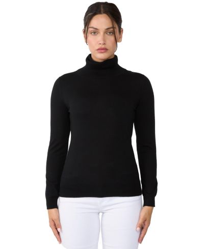 JENNIE LIU Women's 100% Cashmere Turtleneck Sweater | Tissue Weight Cashmere Sweaters