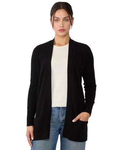 JENNIE LIU Women's 100% Cashmere Open Cardigan Sweater | Long Cardigan Sweaters