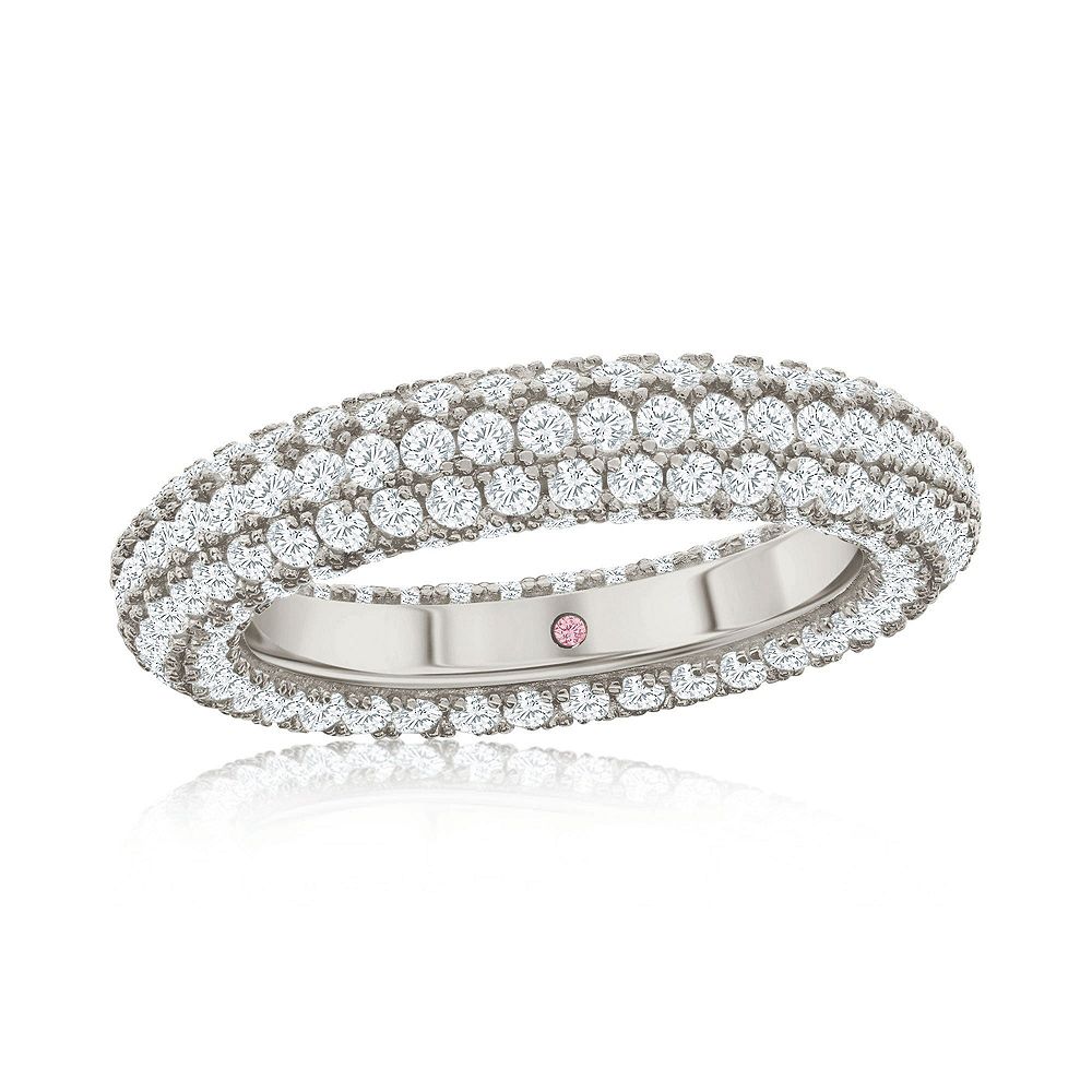 SUZY LEVIAN NEW YORK Suzy Levian Sterling Silver Cubic Zirconia Pave Puff Eternity Band Ring