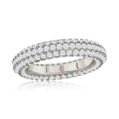 SUZY LEVIAN NEW YORK Suzy Levian Sterling Silver Cubic Zirconia Pave Puff Eternity Band Ring
