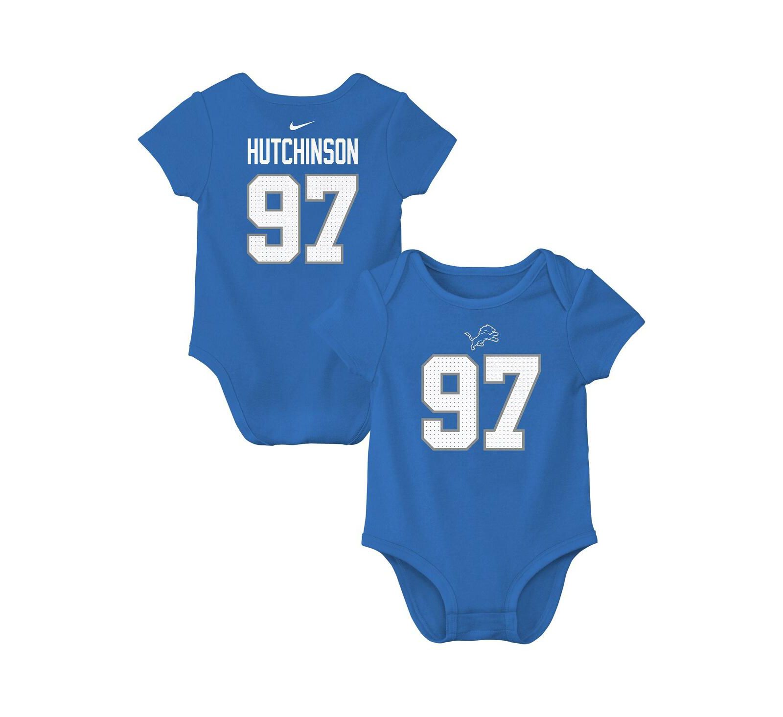 Боди Nike для новорожденных мальчиков и девочек Aidan Hutchinson Blue Detroit Lions