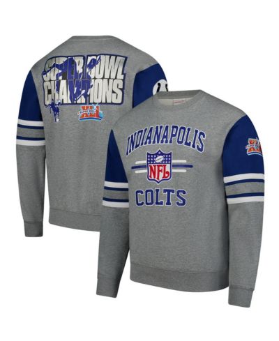 Mitchell & Ness Men's Heather Gray Indianapolis Colts All Over 4.0 Vintage Logo Pullover Sweatshirt