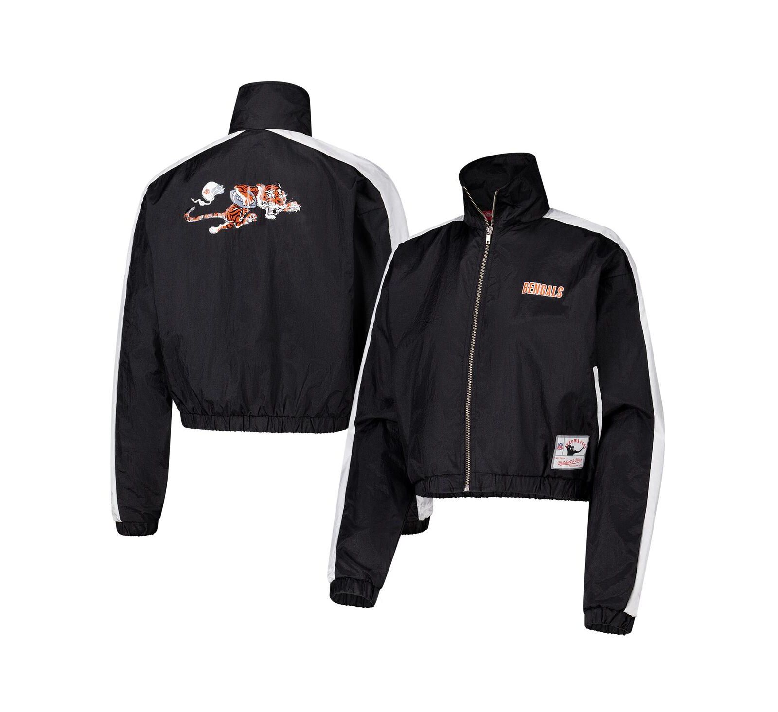 Женская укороченная куртка Mitchell & Ness Black Cincinnati Bengals Nylon Full-Zip