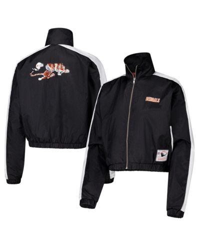 Женская укороченная куртка Mitchell & Ness Black Cincinnati Bengals Nylon Full-Zip