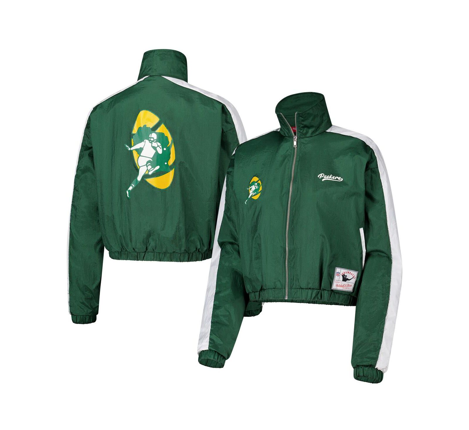 Женская куртка Mitchell & Ness Green Bay Packers Nylon Cropped Full-Zip