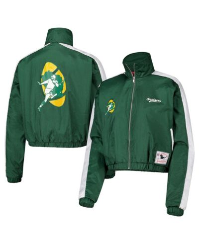 Женская куртка Mitchell & Ness Green Bay Packers Nylon Cropped Full-Zip