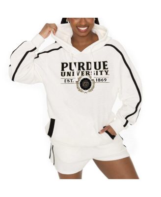 Gameday Couture Women's Cream Purdue Boilermakers Down, Set, Go Pullover Hoodie and Shorts Set