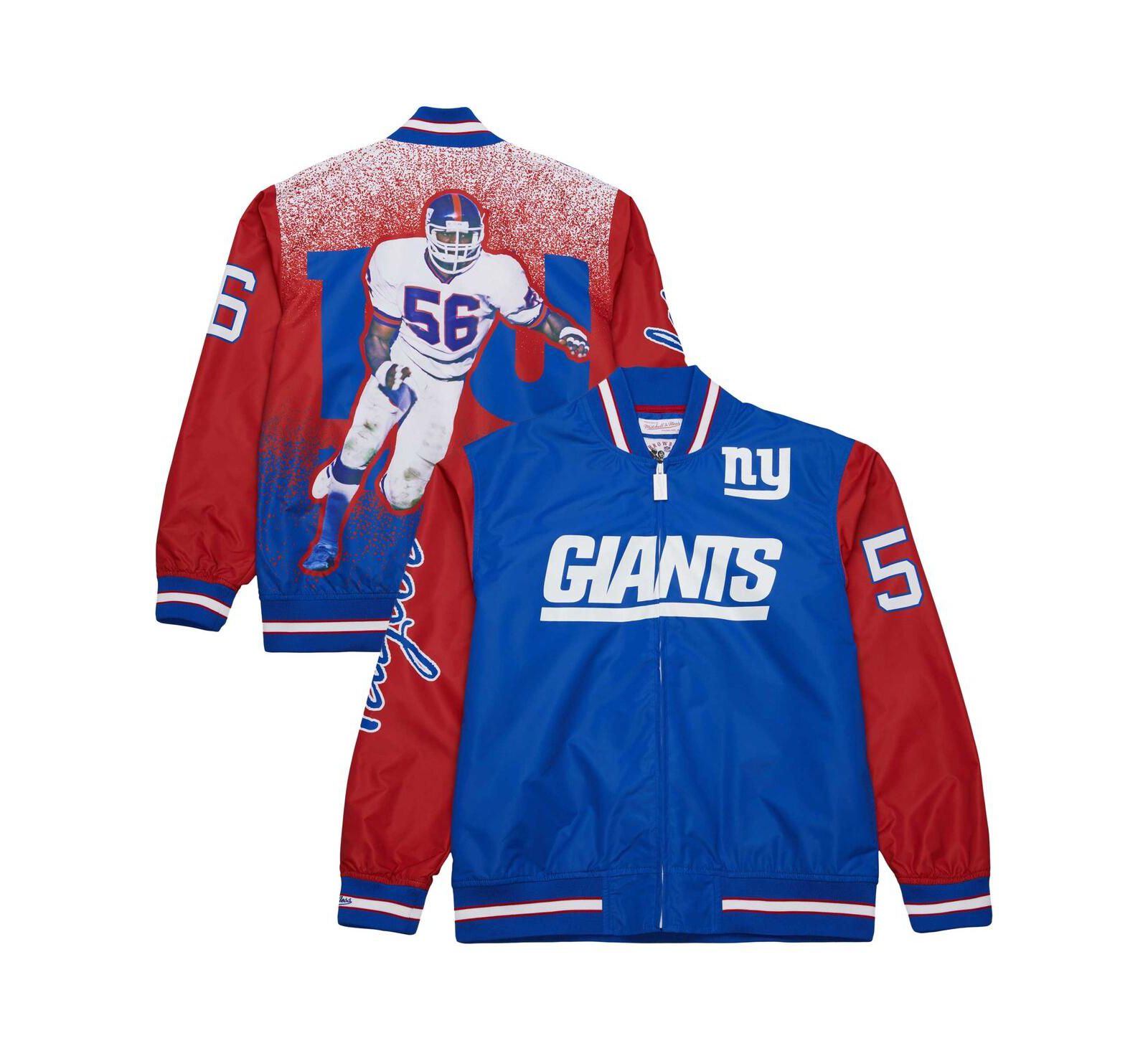 Mitchell & Ness Men's Lawrence Taylor Royal New York Giants Retired Player Graphic Full-Snap Satin Jacket