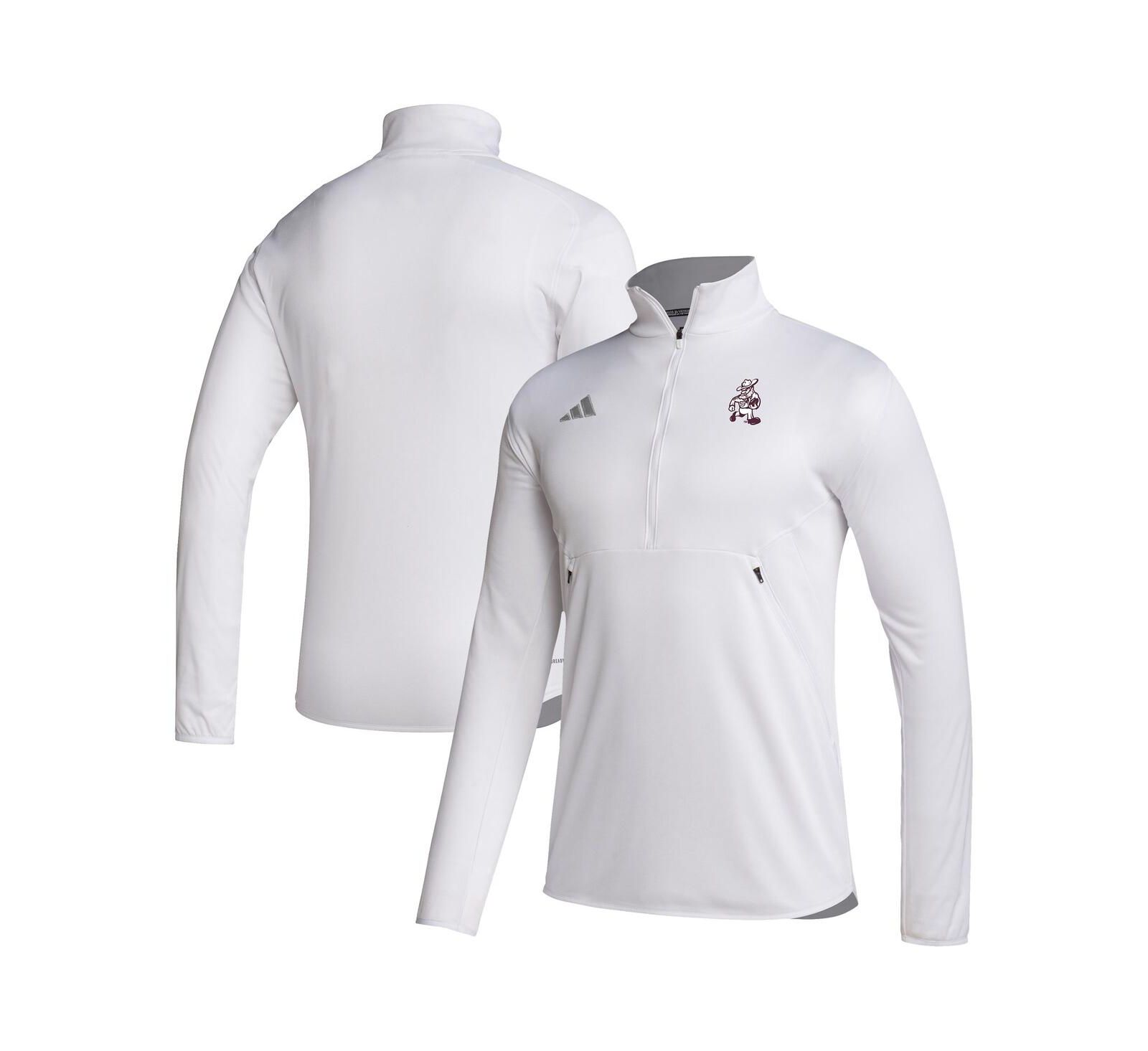 Adidas Men's White Texas A&M Aggies Ol' Sarge Sideline Knit Quarter-Zip Pullover Top