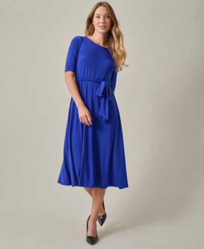 Женское платье Kasper Women's Tie-Waist Short-Sleeve Fit & Flare