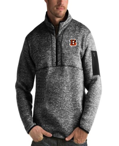 Мужская куртка Antigua Heather Black Cincinnati Bengals Fortune Quarter-Zip Pullover