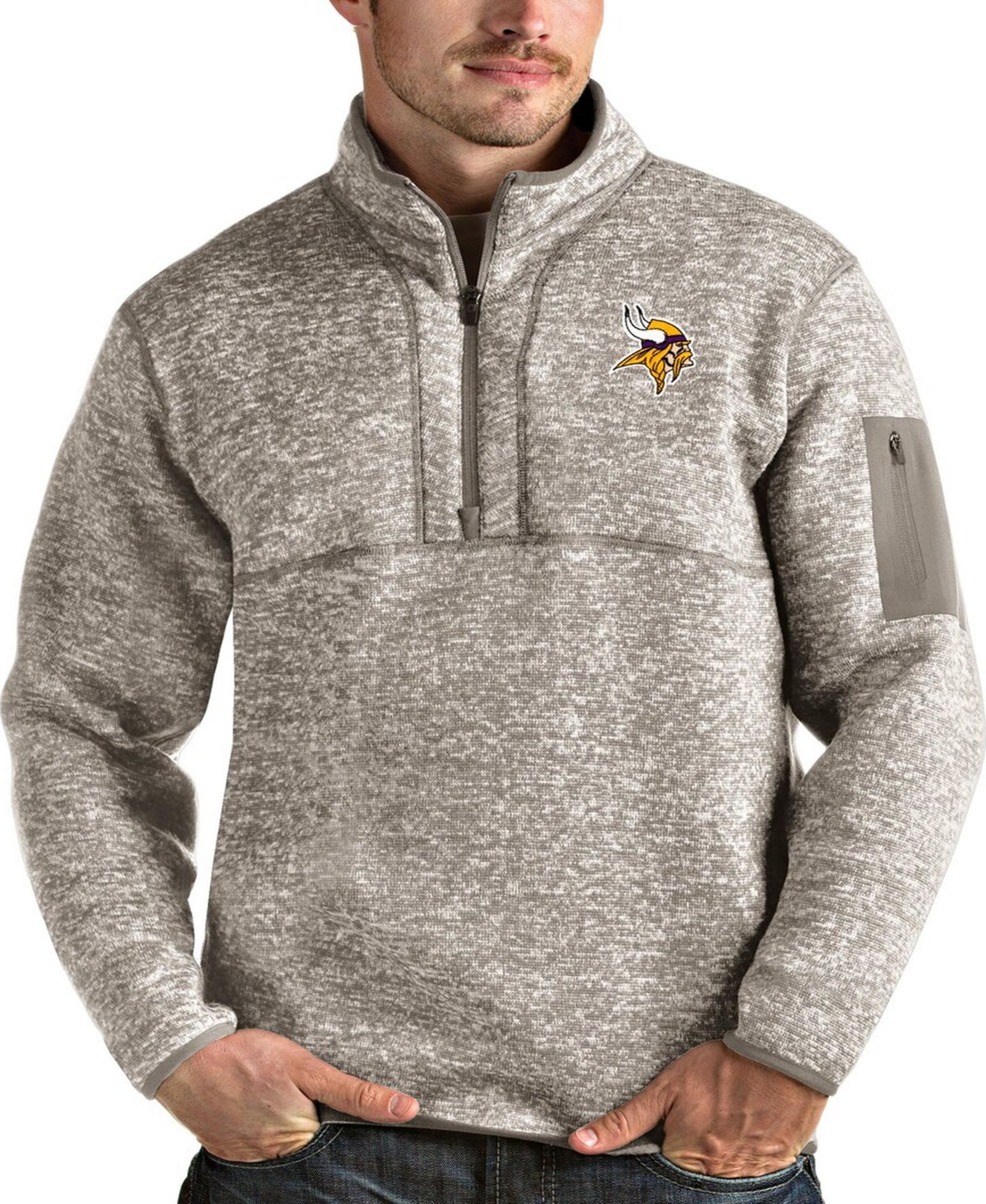 Мужская ветровка Antigua Minnesota Vikings Fortune Quarter-Zip Pullover