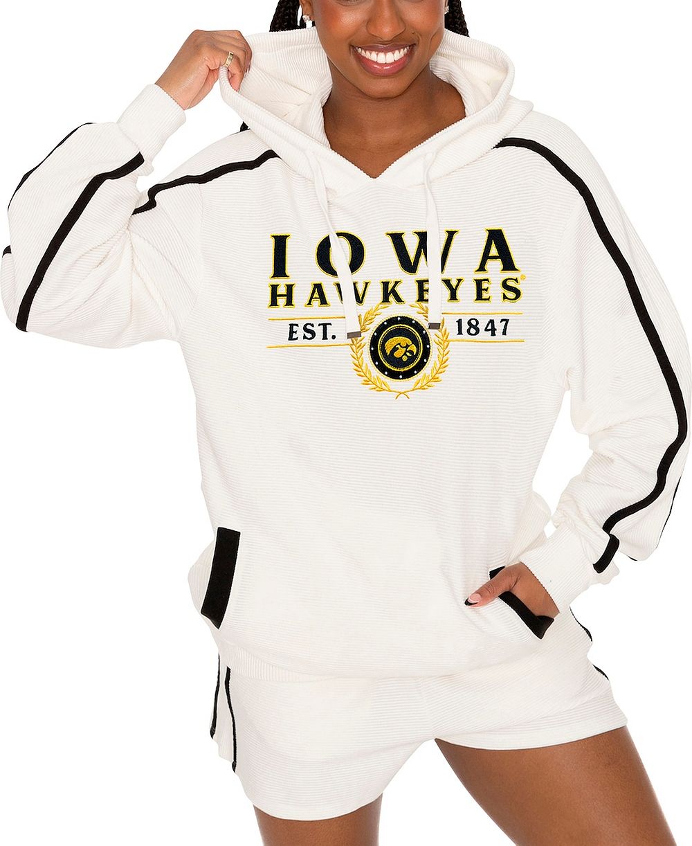 Gameday Couture Women's Cream Iowa Hawkeyes Down, Set, Go Pullover Hoodie and Shorts Set