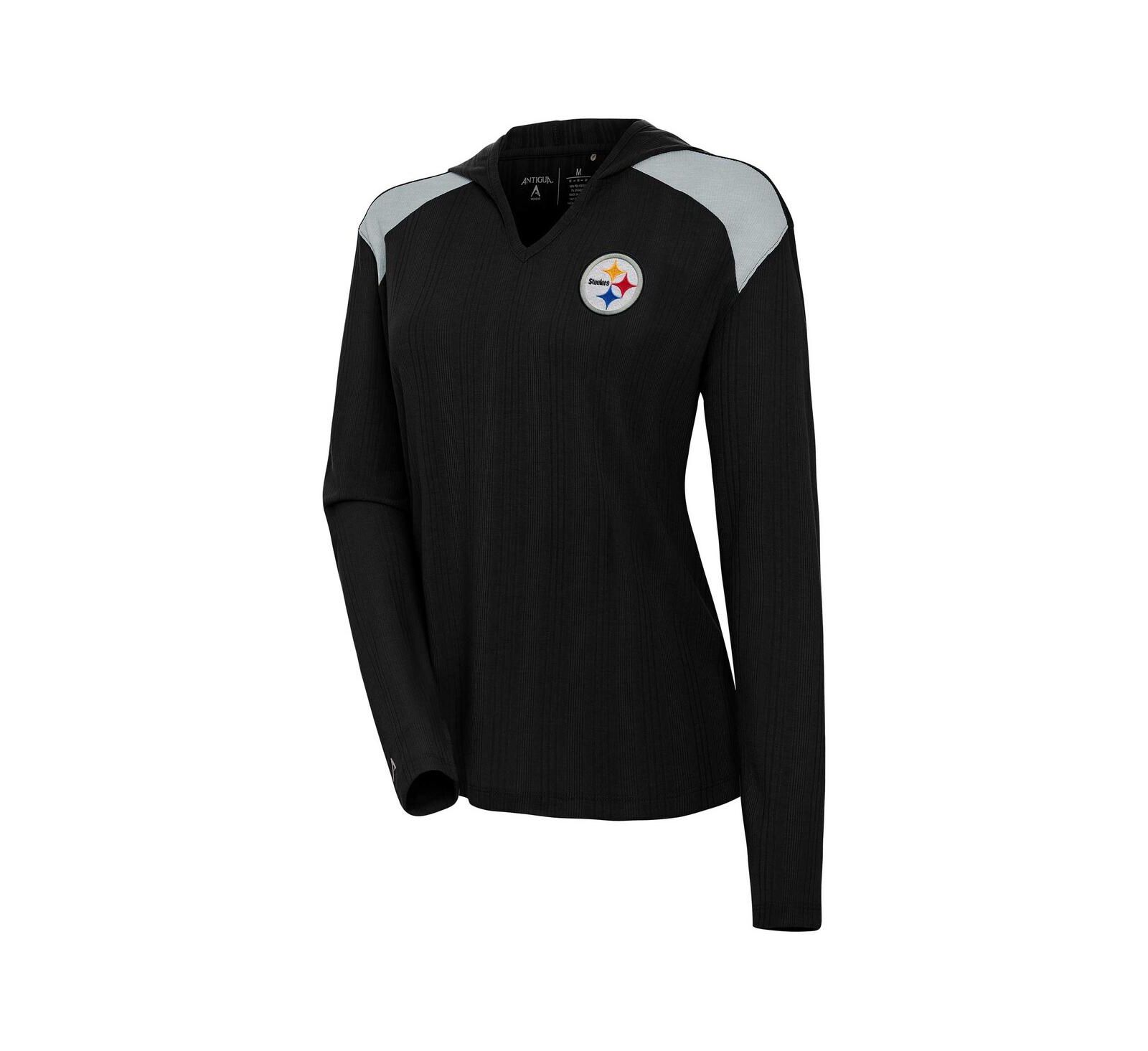 Женское черное худи Antigua Pittsburgh Steelers Opulent Long Sleeve