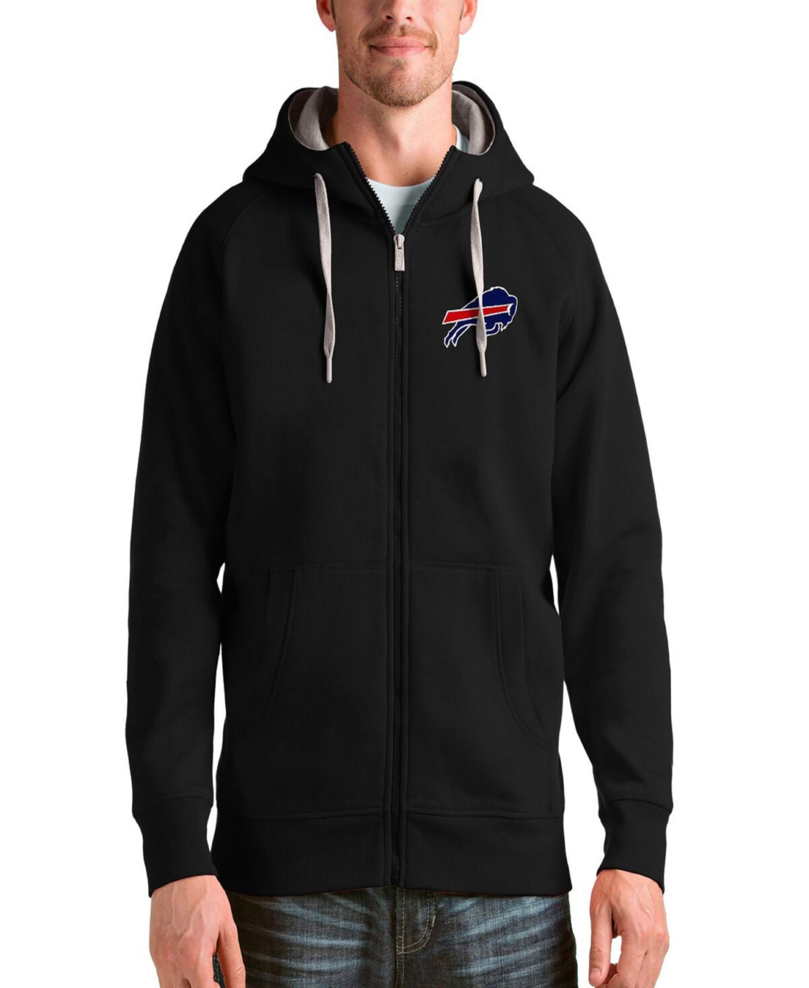 Мужское черное худи на молнии Antigua Buffalo Bills Victory