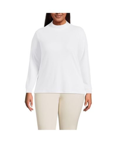 Lands' End Plus Size Relaxed Cotton Long Sleeve Mock Turtleneck