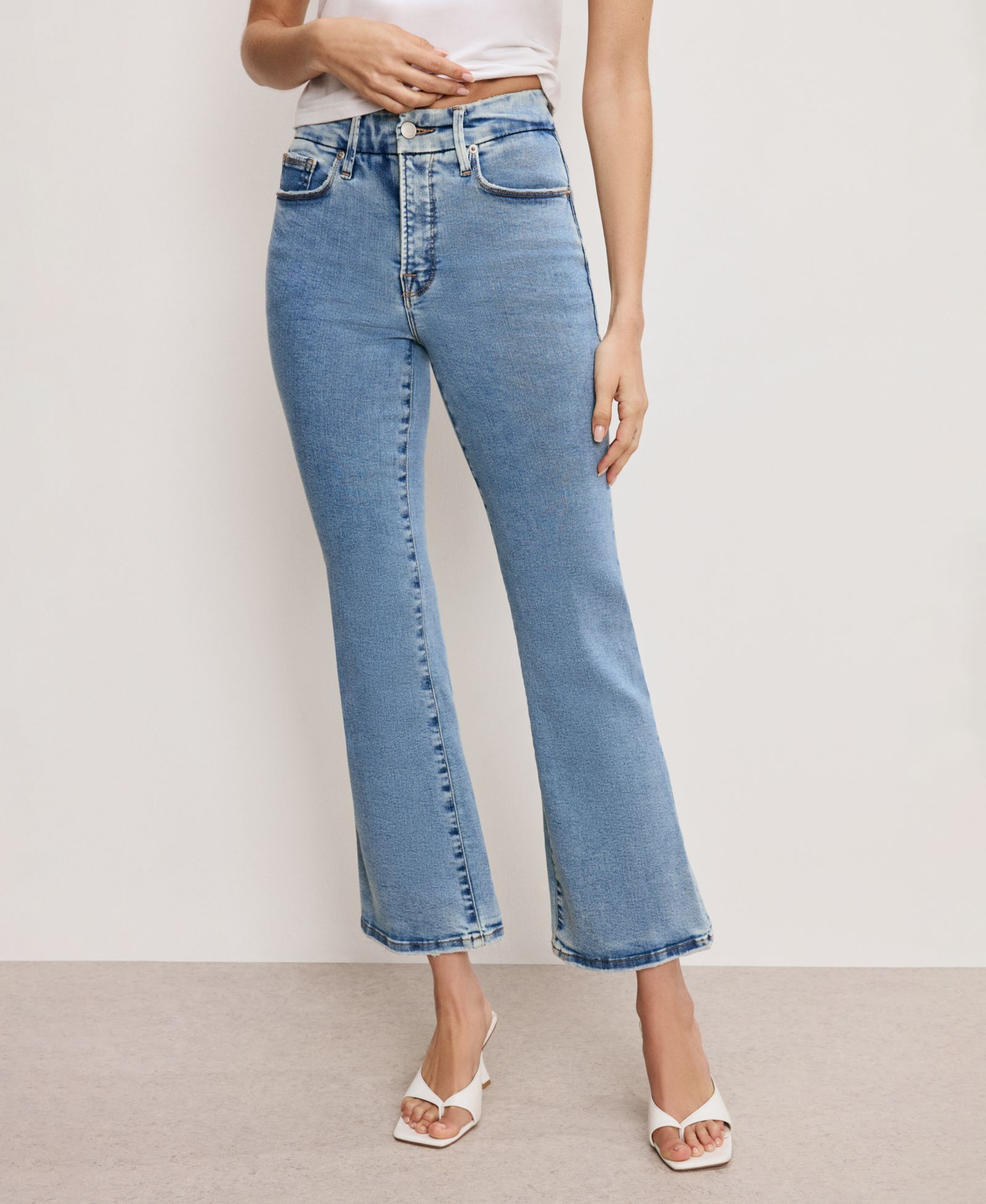 Good American Women's Good Legs Cropped Mini Boot Jeans, Regular & Plus Size