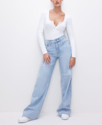 Good American Women's Good Skate High-Rise Wide-Leg Jeans, Regular & Plus Size
