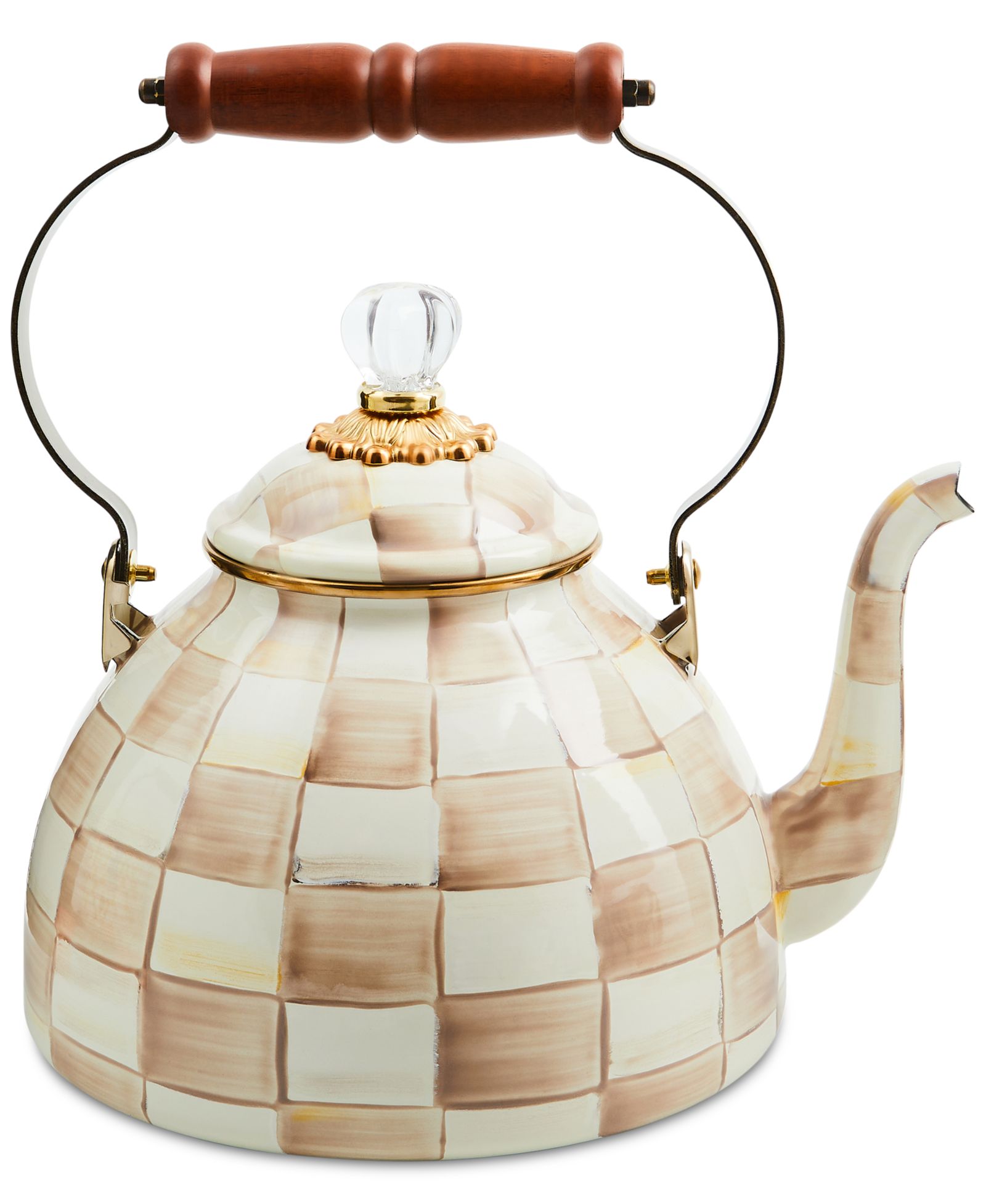Mackenzie-Childs Mocha Check чайник 3-Qt.