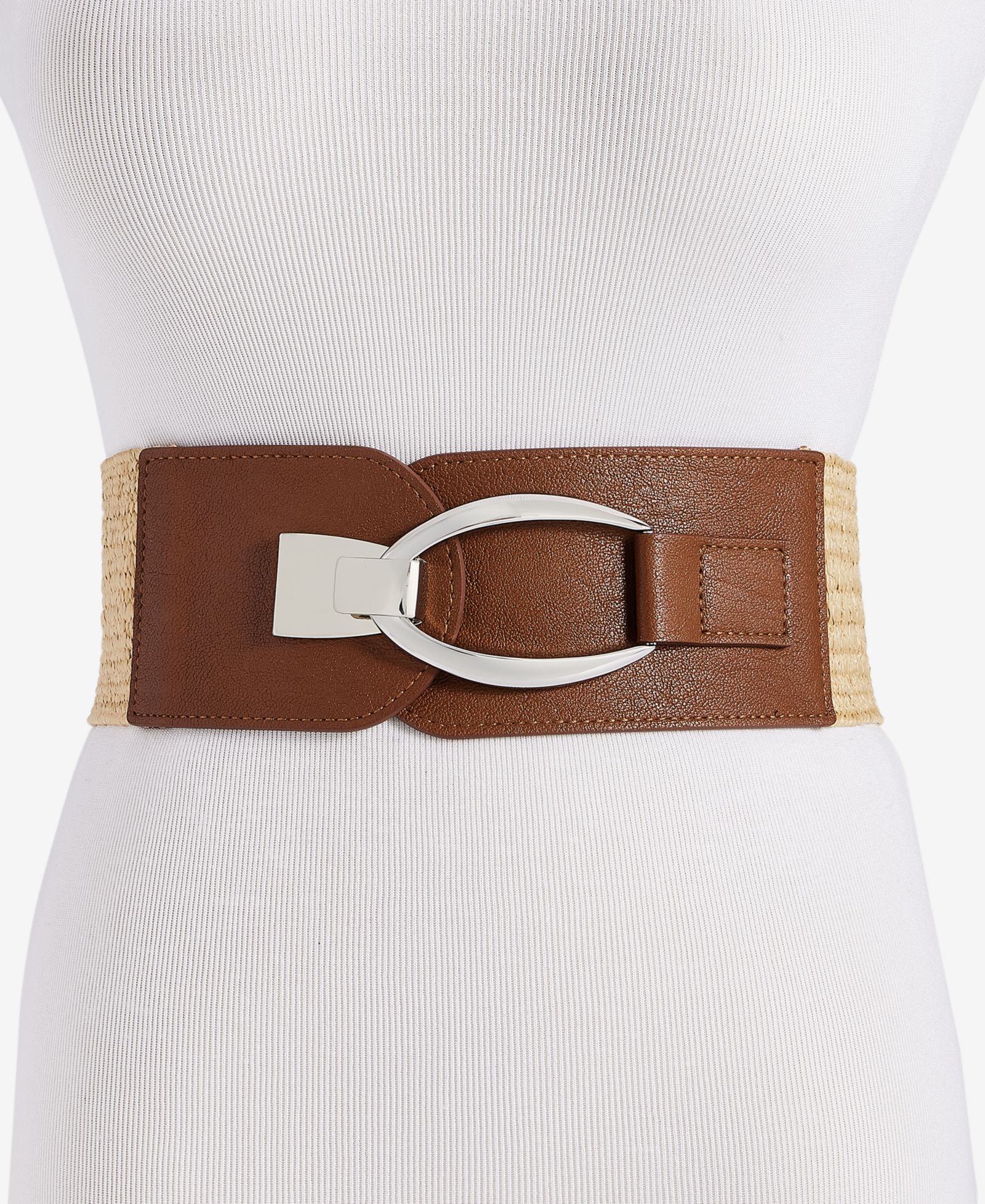 I.N.C. International Concepts Stretch Straw Oval & Hook Belt, Exclusively at Macy's