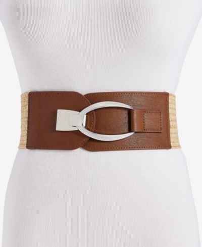 I.N.C. International Concepts Stretch Straw Oval & Hook Belt, Exclusively at Macy's