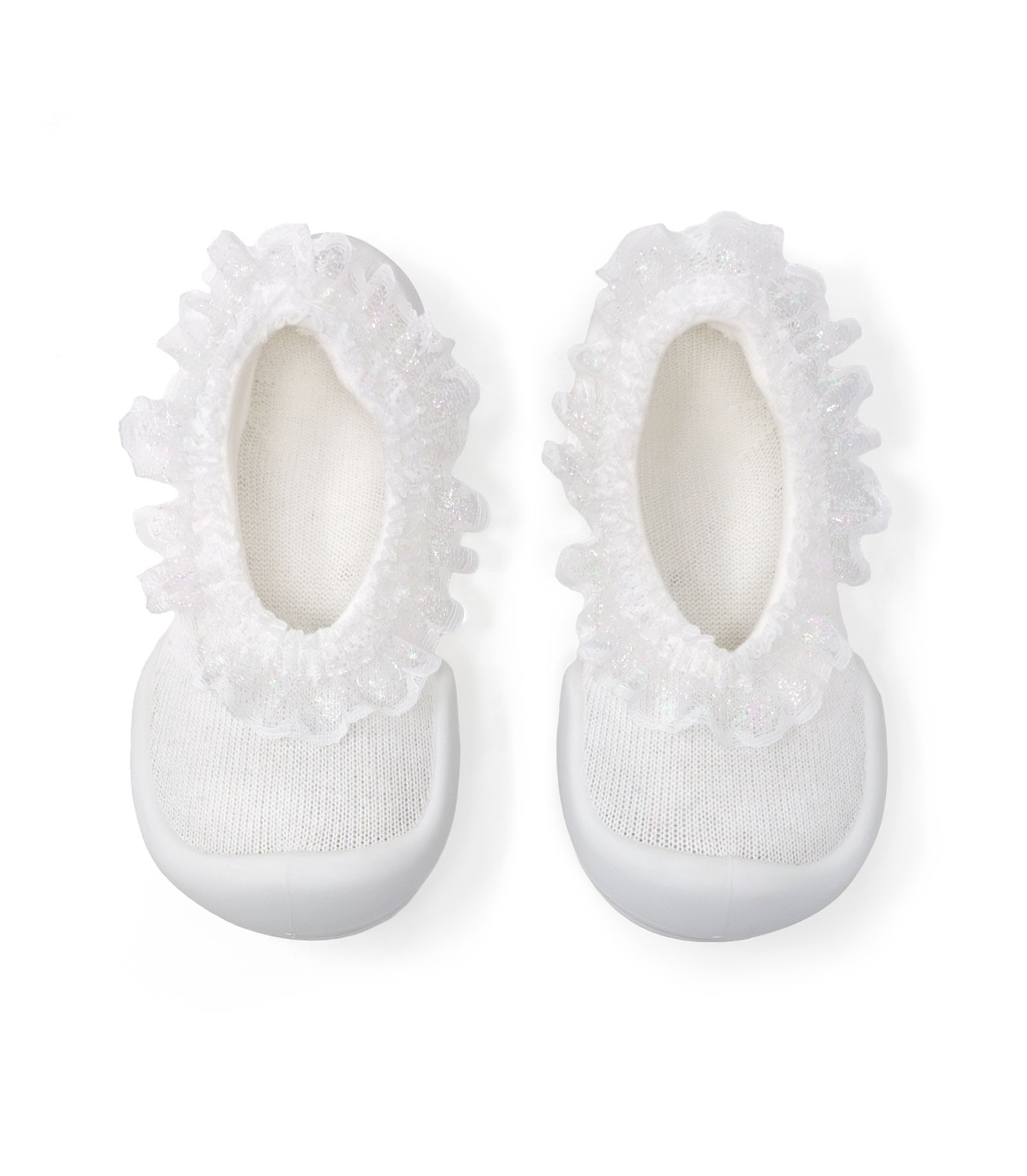 Komuello Toddler First Walk Sock Shoes Flat - Snow Lace