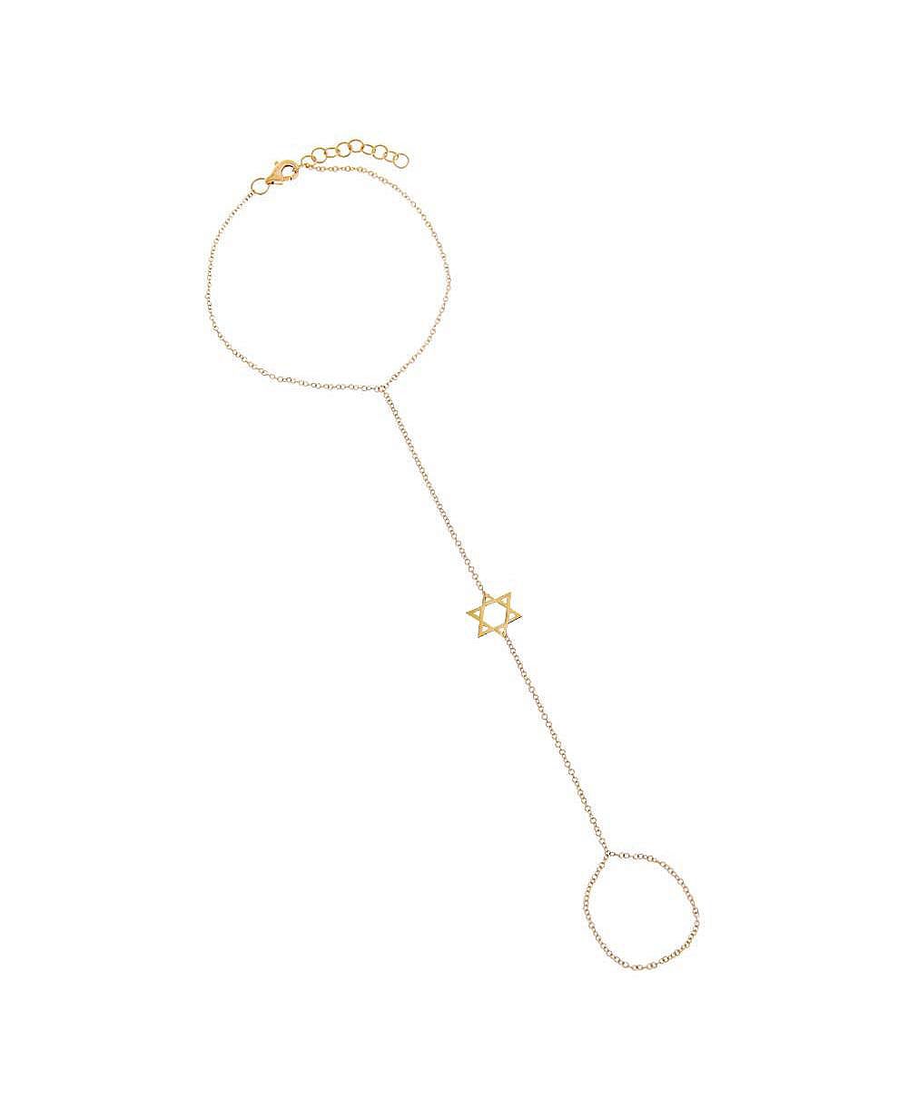 Solid Star of David Hand Chain 14K