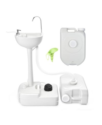 Yescom 17L Portable Camping Sink w/ Pump and 2 Pcs 24L Water Tank,  Small Handwashing Station For RV Travel Outdoor Party