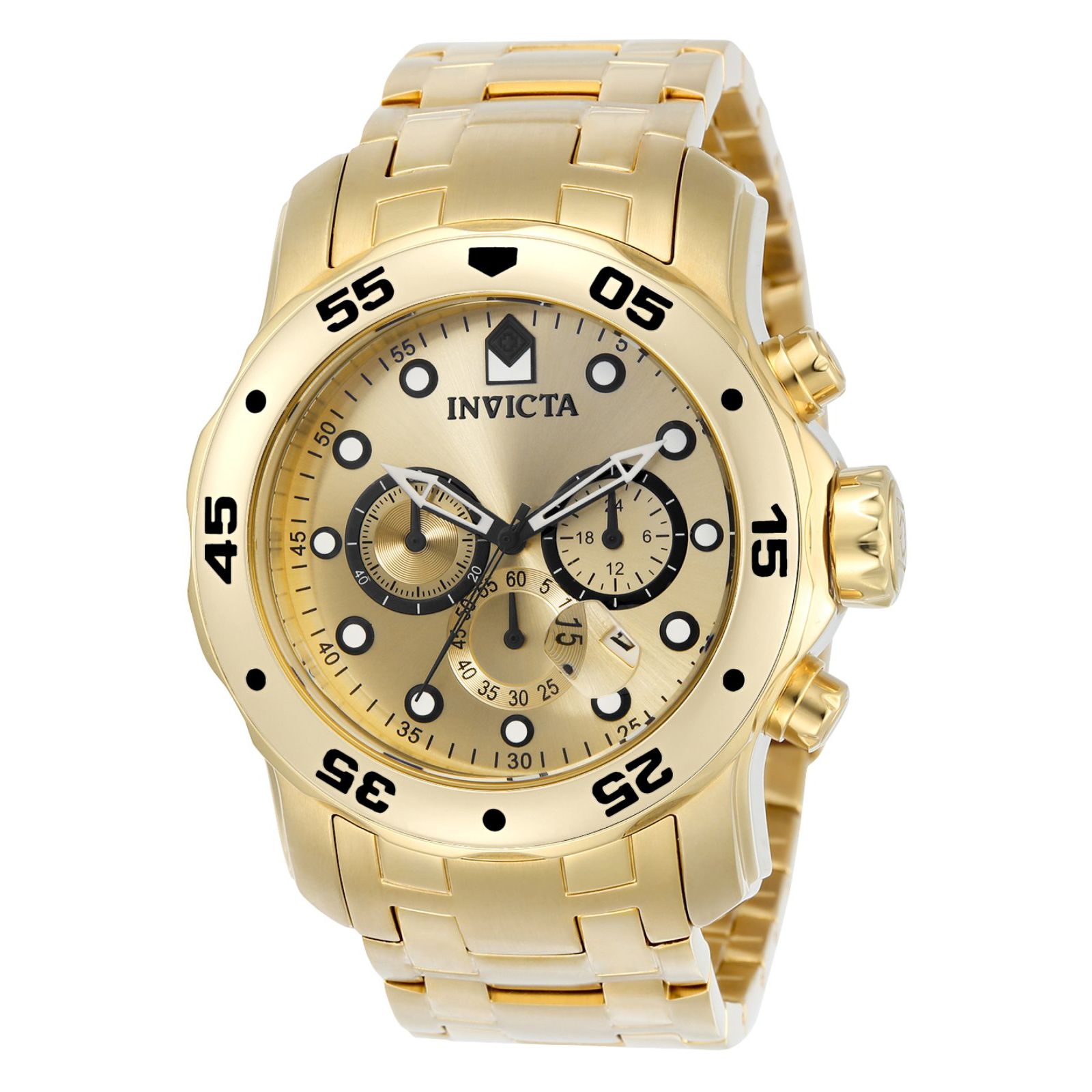 Invicta Men's 0074 Pro Diver Quartz Chronograph Gold Dial Watch