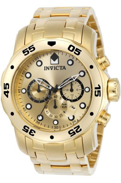 Invicta Men's 0074 Pro Diver Quartz Chronograph Gold Dial Watch