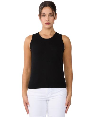 JENNIE LIU Women's 100% Cashmere Tank Tops Sleeveless Crewneck Sweater Vest