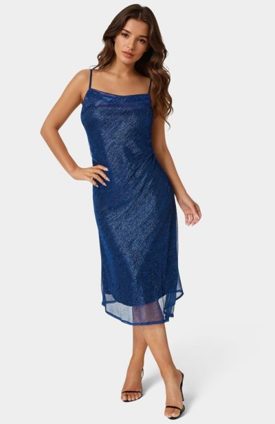 Bebe Women's Pleat Cowl Midi Dress