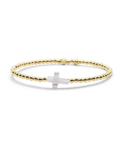 Браслет Bowood Lane 3mm Gold Filled Ball and Mother Of Pearl Cross Stretch