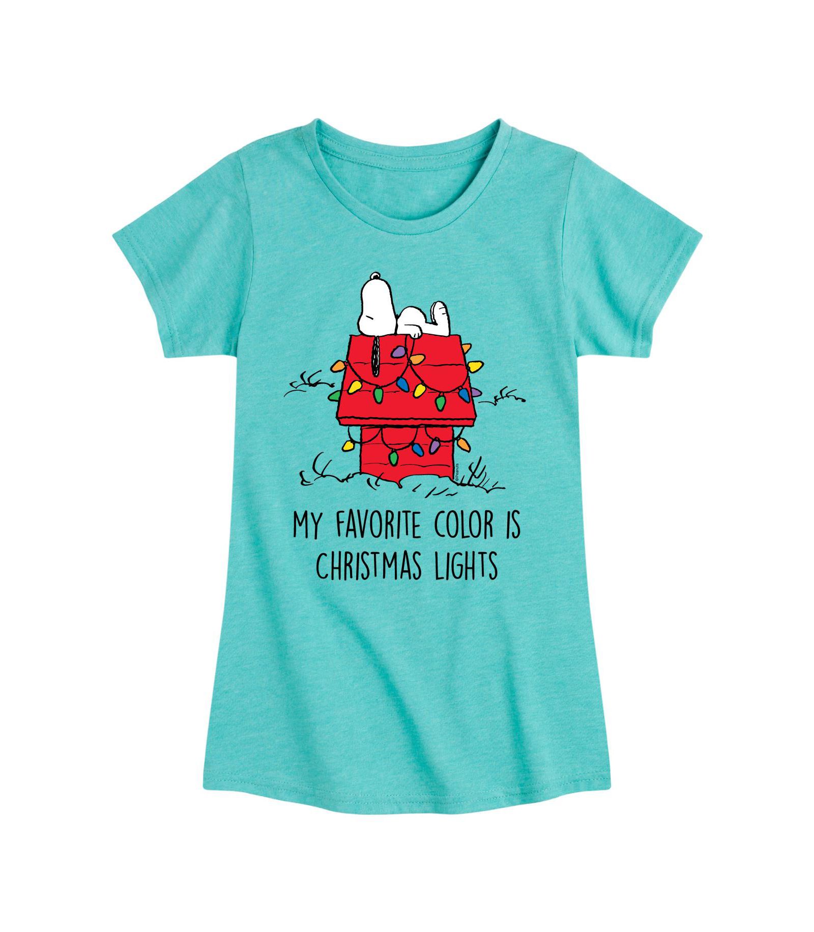 Peanuts Big Girls Snoopy Christmas House Graphic Short Sleeve Tee