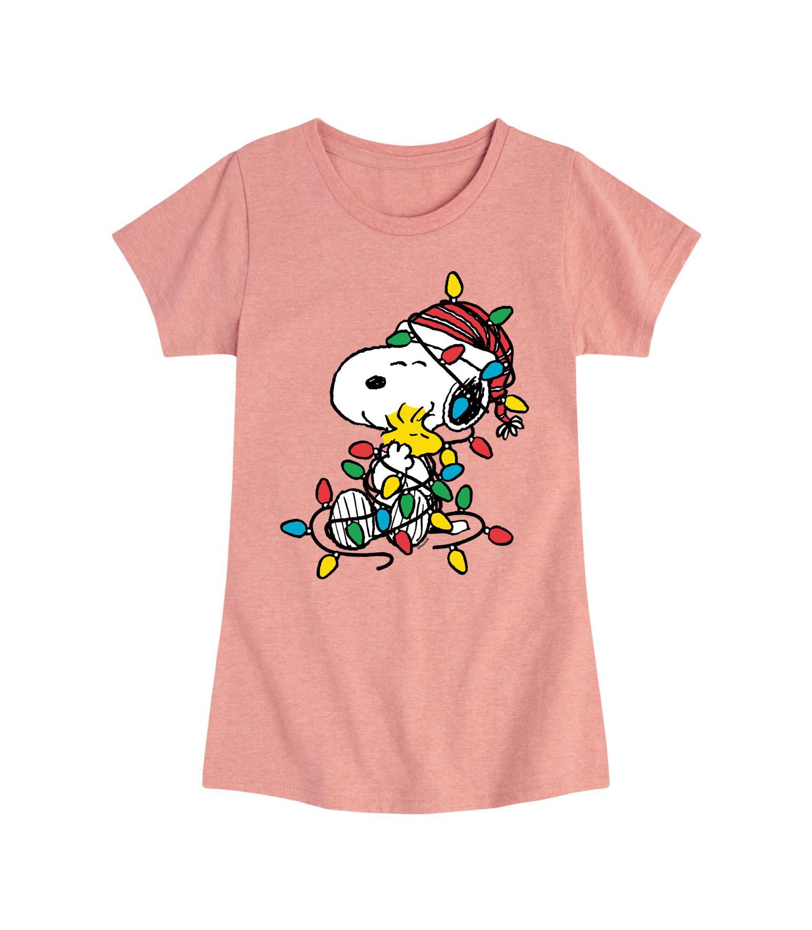Детская футболка Peanuts Big Girls Snoopy Christmas Lights Graphic