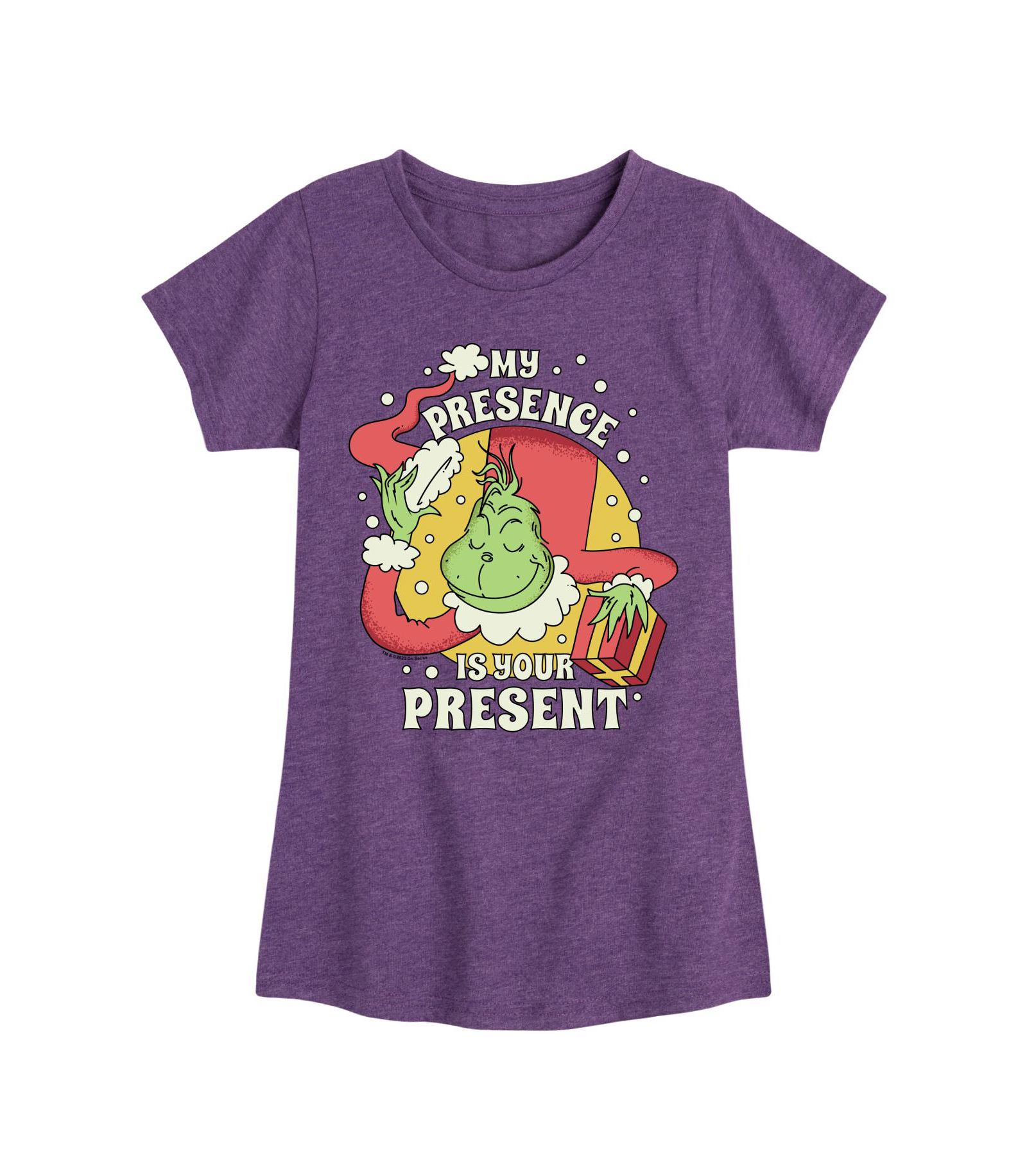 The Grinch Big Girls My Presence is Your Present Grinch Graphic Short Sleeve Tee