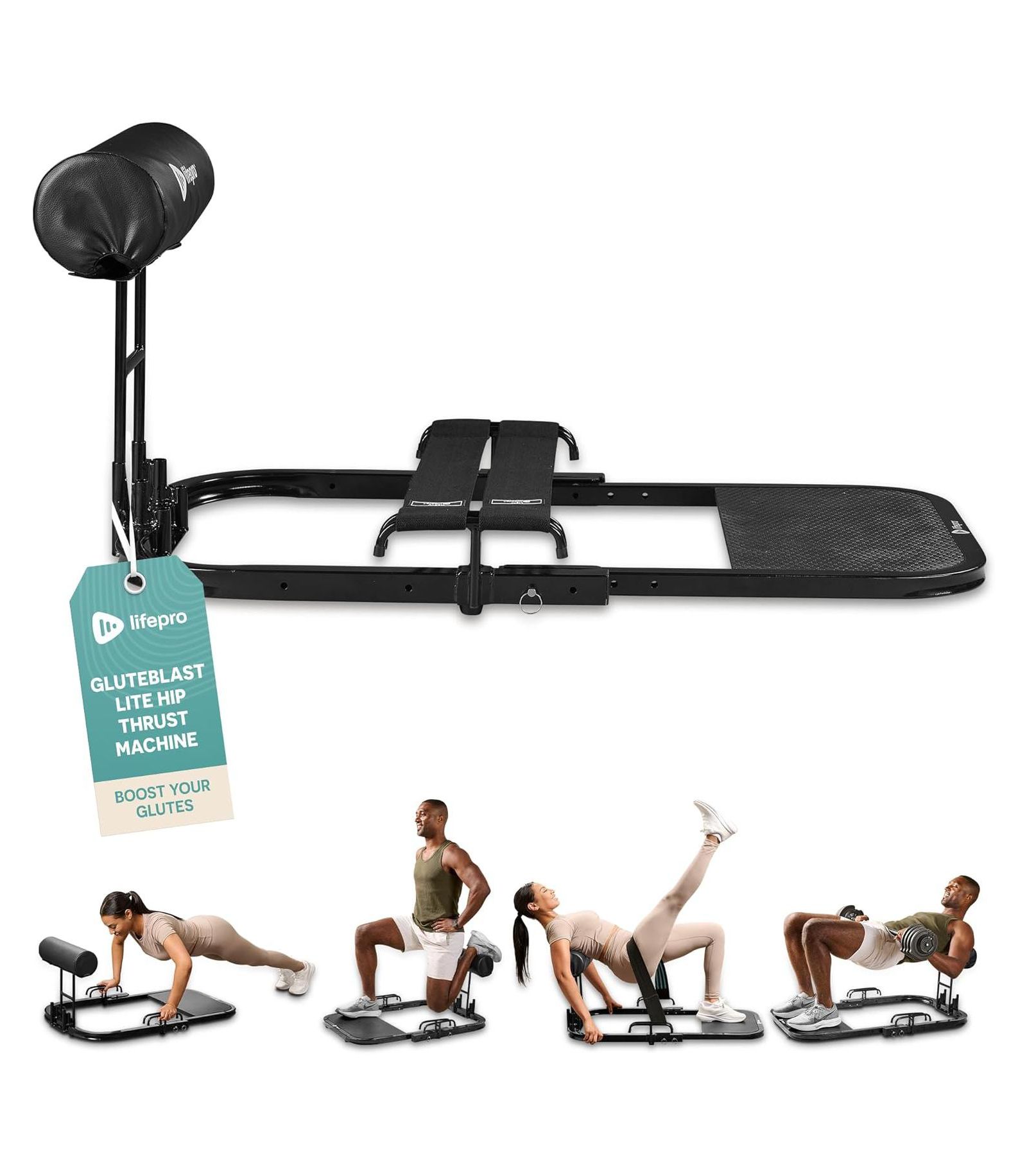 Lifepro Foldable Hip Thrust Machine - Adjustable Glutes Machine for Home, Booty Builder & Kickback Glute Workout Equipment Bench