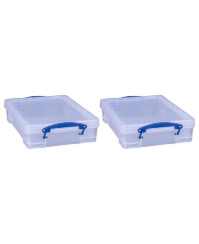 Really Useful Box 4L Storage Container with Lid and Clip Lock Handles, (2 Pack)