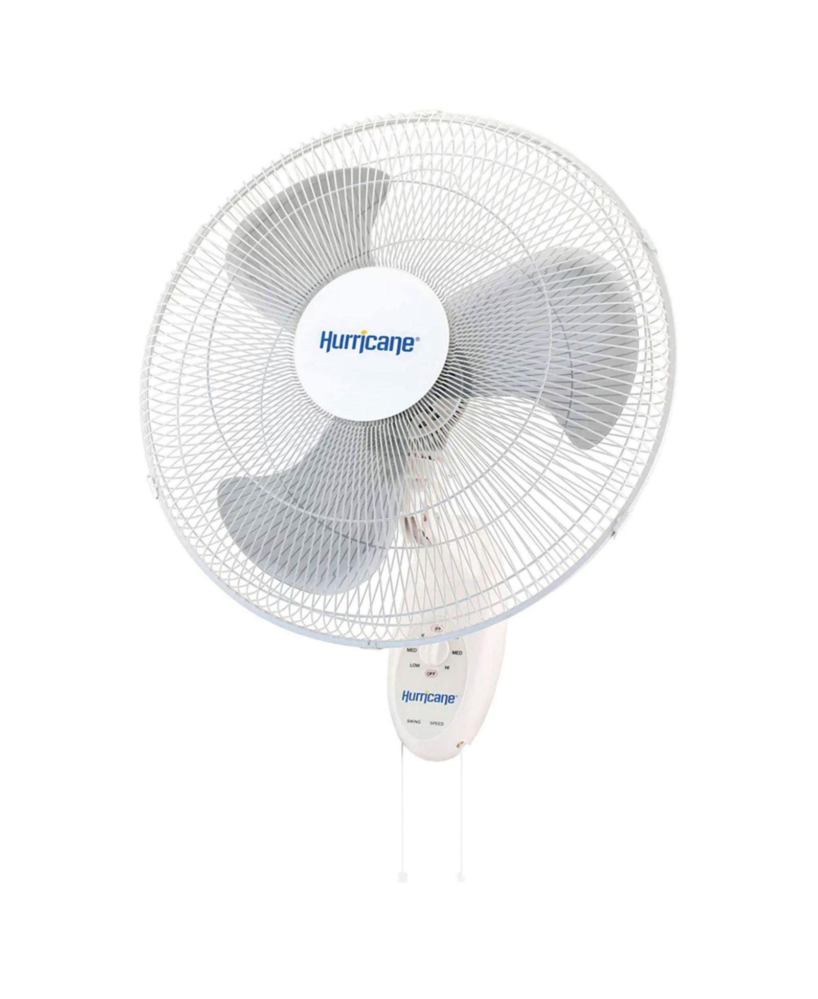 Hurricane Supreme 18 Inch 90 Degree Oscillating 3 Speed Wall Mounted Fan, White