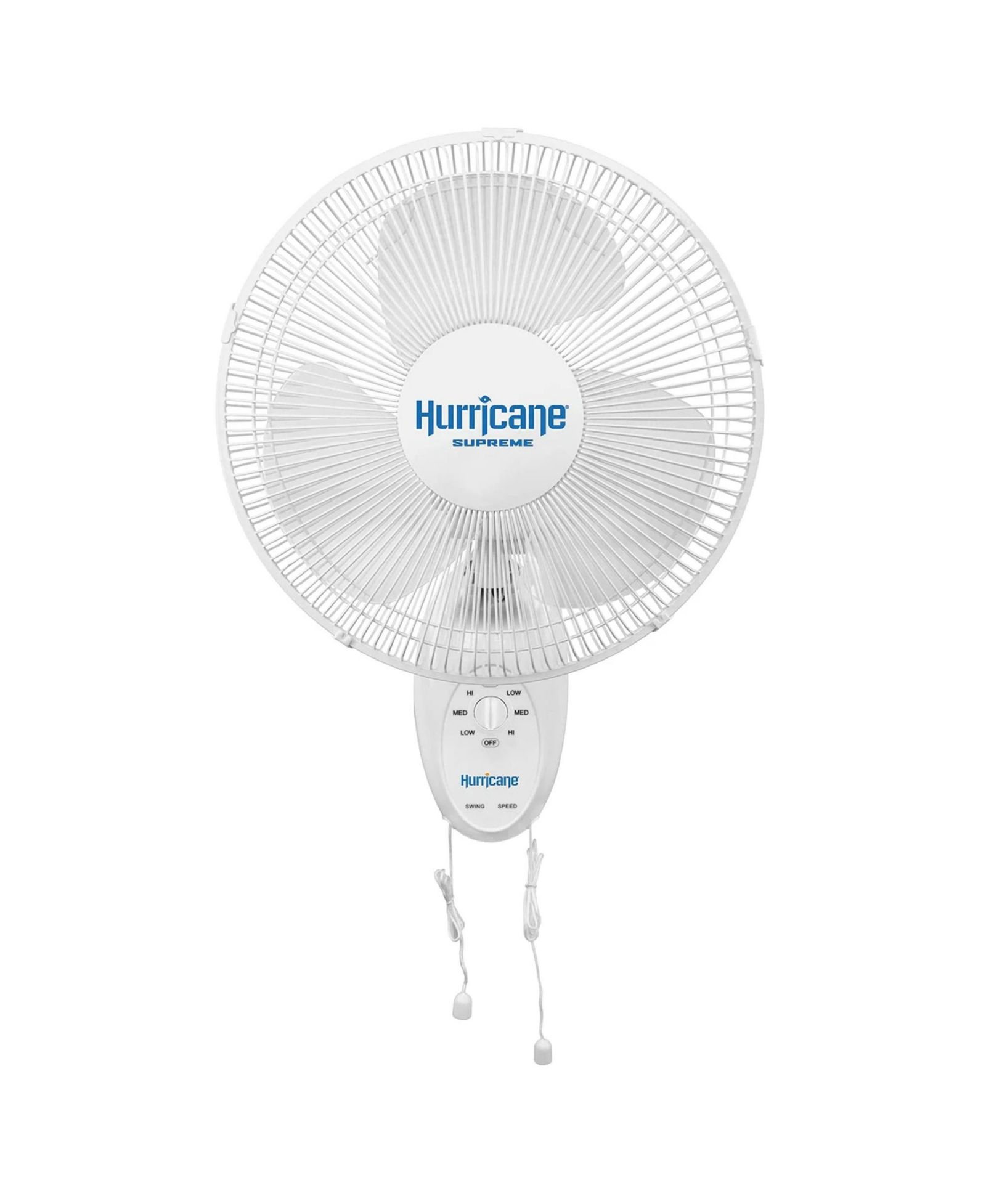 Hurricane Supreme 12 Inch Oscillating 3 Speed Portable Wall Mount Fan, White