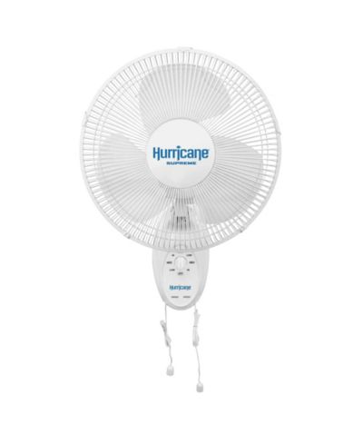 Hurricane Supreme 12 Inch Oscillating 3 Speed Portable Wall Mount Fan, White