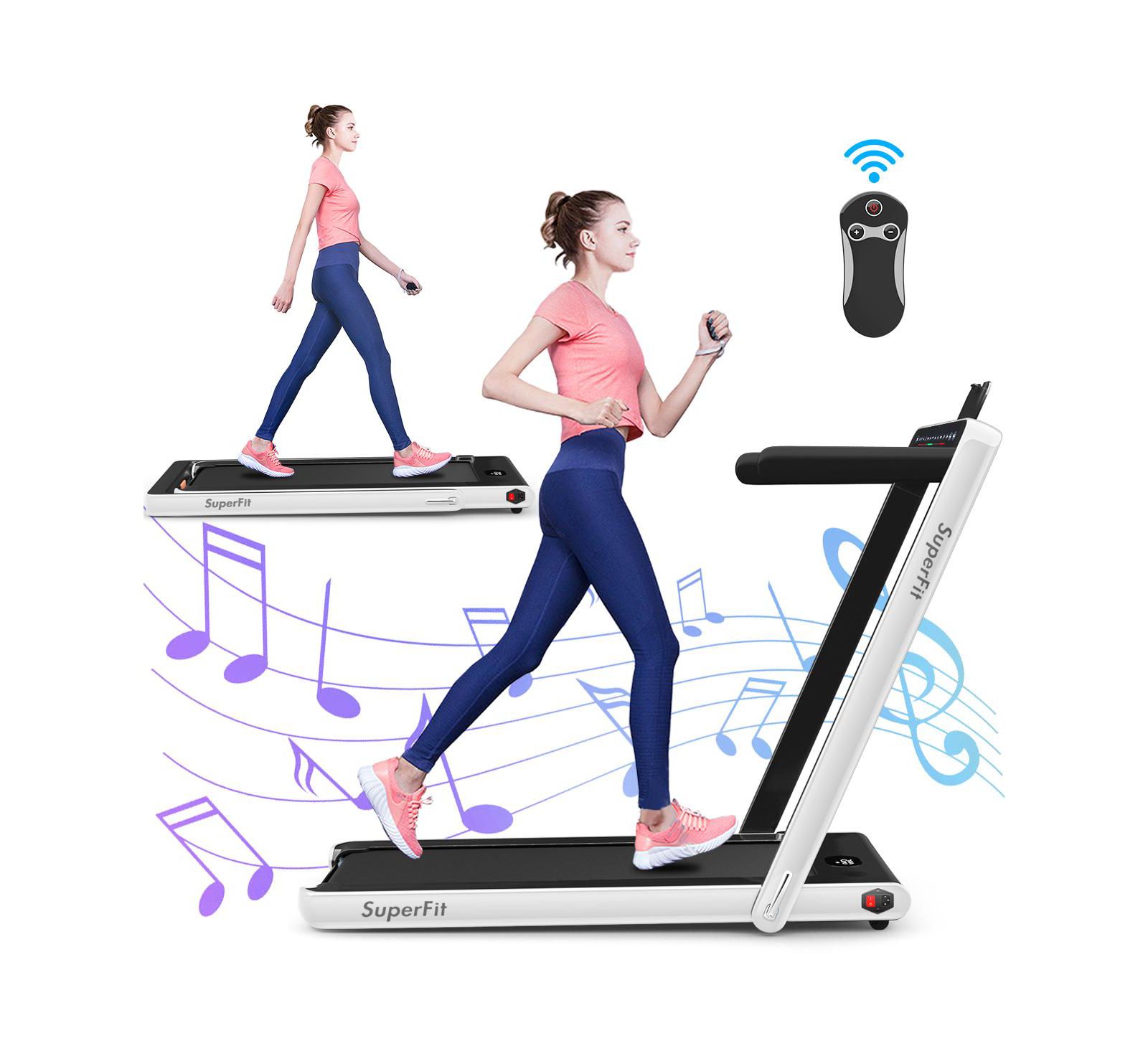 Gymax 2 in 1 Folding Treadmill 2.25HP Running Machine w/ Dual Display