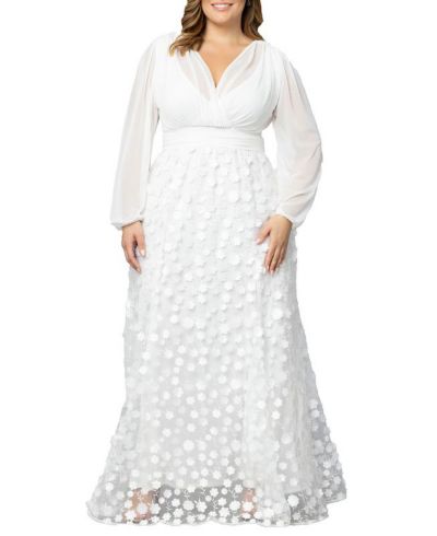 Kiyonna Plus Size свадебное платье Enchanted Garden с длинным рукавом