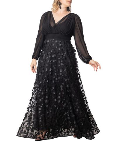 Kiyonna Plus Size Blossoming Beauty Mesh Evening Gown