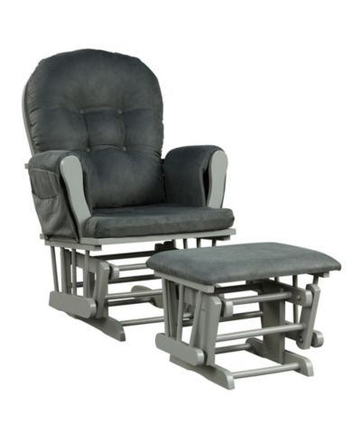 Набор детского кресла-качалки Gymax Relax Rocker с пуфом и подушкой