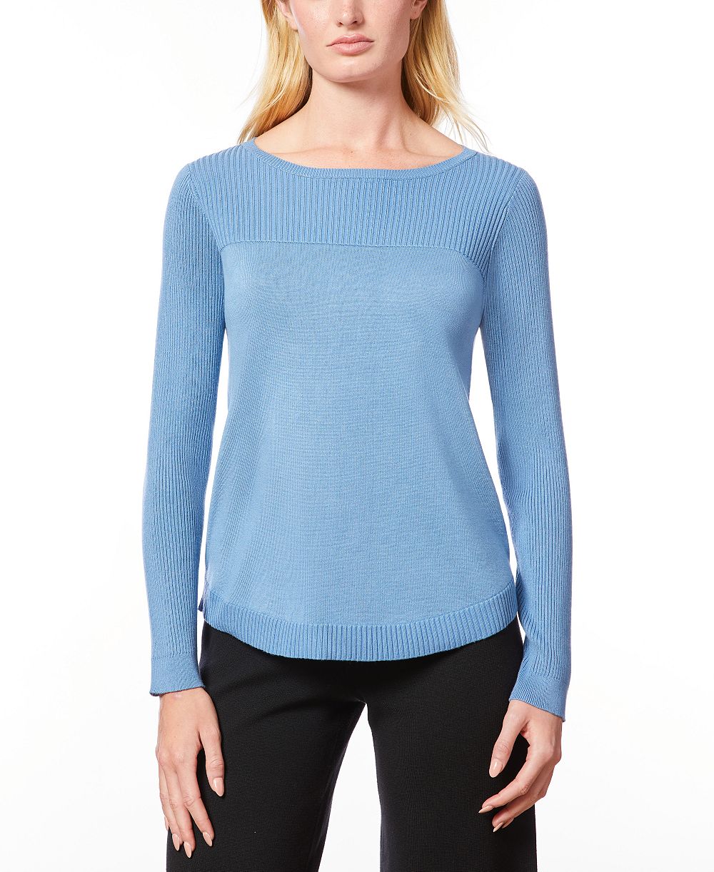 Melissa Paige Petite Boat Neck Long-Sleeve Sweater