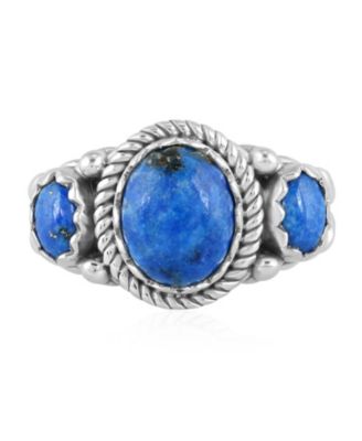American West Jewelry кольцо из стерлингового серебра Denim Lapis 3-Stone, размер 5