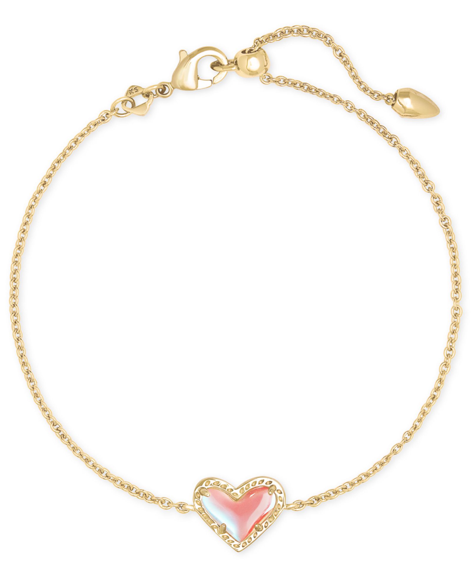 Kendra Scott 14k Gold-Plated Red Illusion Heart Adjustable Link Bracelet
