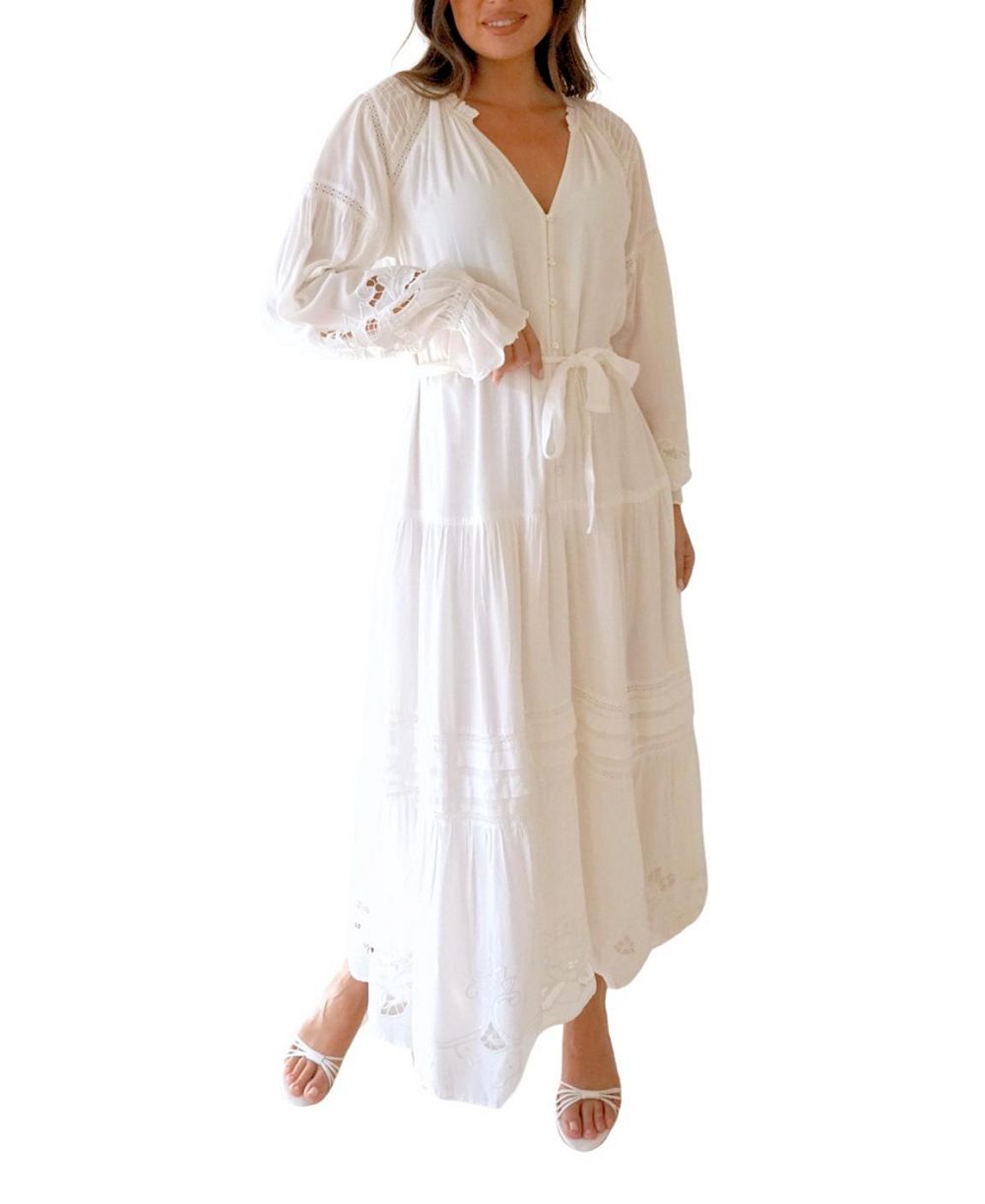Женское платье Paneros Clothing White Embroidered Lace Stevie