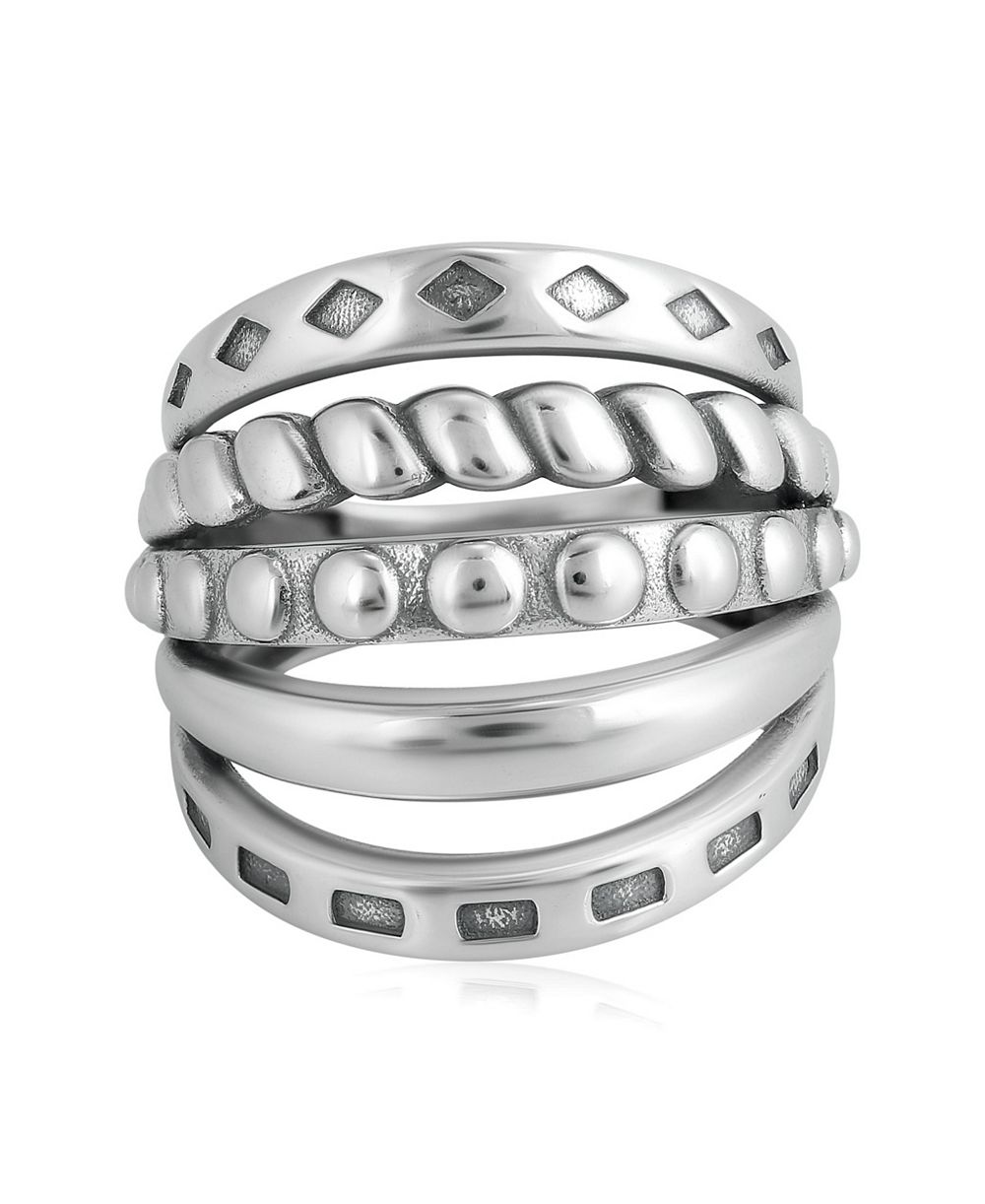 Кольцо American West Jewelry из стерлингового серебра с текстурой, 5 колец, размер 10